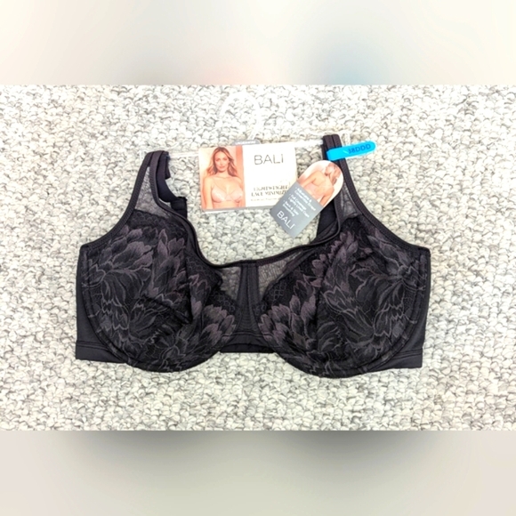 NWT Bali Women's (38DDD) Black Lace Minimizer Convertible Bra With Underwire - Picture 4 of 16